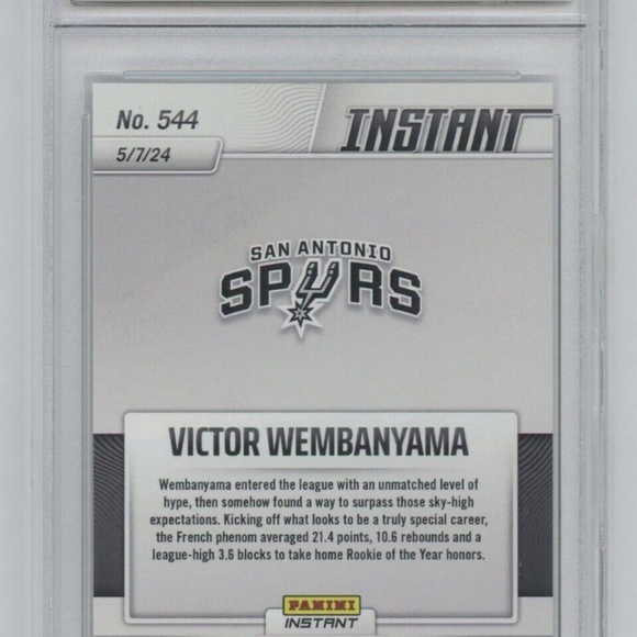 2023-24 Panini Instant #544 Victor Wembanyama RC Rookie Graded Gem Mint 10 - Picture 3 of 3